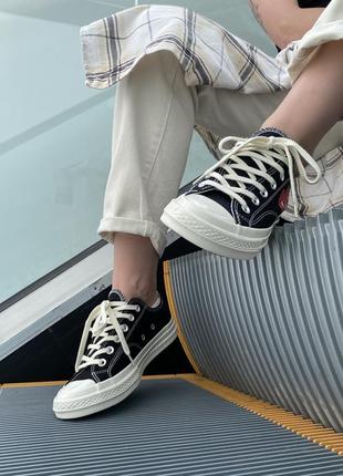 Converse comme garcons low низькі чорні кеди конверси з сердечком чёрные низкие кеды конверсы с сердцем