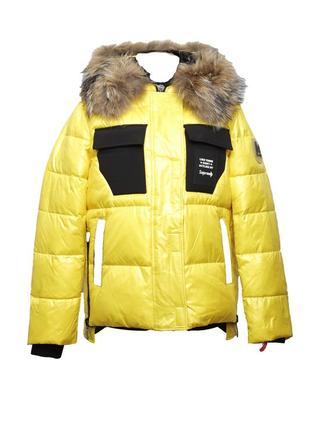 Куртка короткая женская зимняя visdeer xxl желтый1 фото