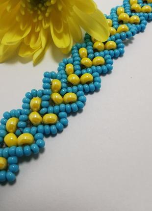 Браслет сердечка, желто-голубой браслет, браслет ручной работы, украинский браслет, handmade5 фото