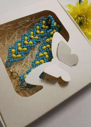 Браслет сердечка, желто-голубой браслет, браслет ручной работы, украинский браслет, handmade9 фото