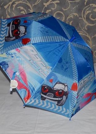 Детский зонт трость с красивыми и яркими изображением машинки авто зонт зонтик