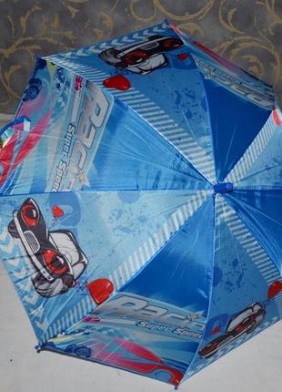 Детский зонт трость с красивыми и яркими изображением машинки авто зонт зонтик
