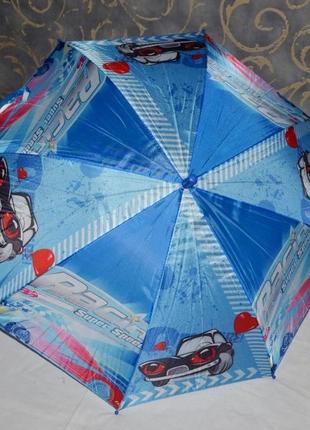 Детский зонт трость с красивыми и яркими изображением машинки авто зонт зонтик