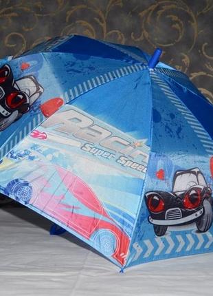 Детский зонт трость с красивыми и яркими изображением машинки авто зонт зонтик