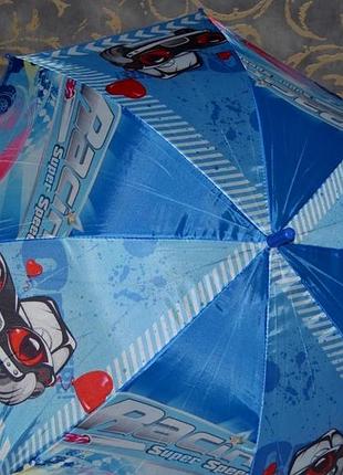 Детский зонт трость с красивыми и яркими изображением машинки авто зонт зонтик