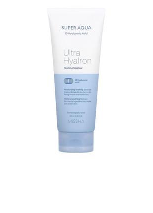 Missha super aqua ultra hyalon hyalron , пінка для вмивання