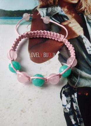 Браслет з рожевого кварцу браслет з амазоніту амазоніт рожевий кварц м'ята