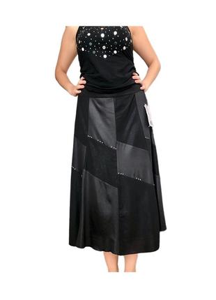 Новая черная юбка-миди со стразами guzella4 фото