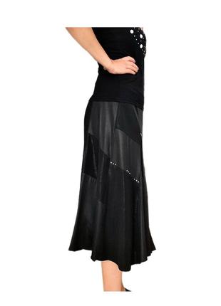 Новая черная юбка-миди со стразами guzella5 фото