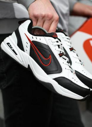 Белые черные красные кроссовки nike air monarch монарх air кожаные массивные