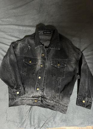 Джинсовый пиджак серый3 фото