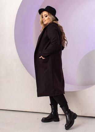 Женское пальто батальное кашемир 50-52,54-56 черный,мокко