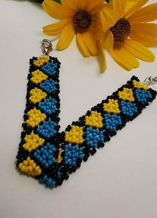 Желто-голубой браслет, ручная работа, украинский браслет, handmade5 фото
