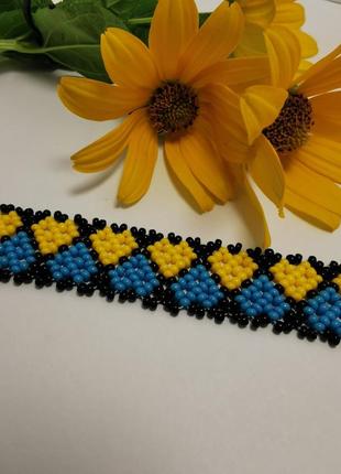Желто-голубой браслет, ручная работа, украинский браслет, handmade9 фото