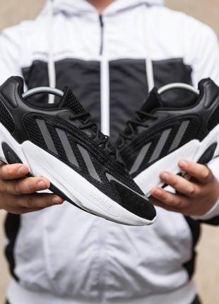 Чорно белые кроссовки массивные adidas ozelia направлены острые адидас озелия как бультерьер3 фото