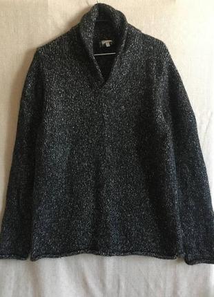 Теплый удлиненный свитер с альпакой