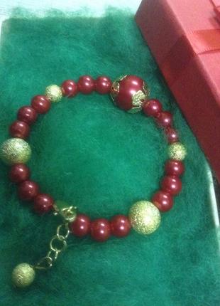 Браслет красно-золотой