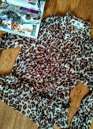 Шифоновая блуза (рубашка) в леопардовый (анималистический) принт2 фото