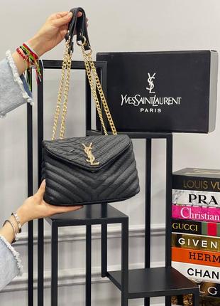 Сумка черная стеганая крокко женская в стиле Saint Laurent Cardigans for Women сумка на цепочке ив сен лоран клатч