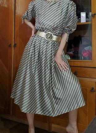 Винтажное платье в полоску рукав фонарик винтаж, деревенский стиль, бохо, прованс рустик4 фото