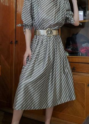 Винтажное платье в полоску рукав фонарик винтаж, деревенский стиль, бохо, прованс рустик5 фото