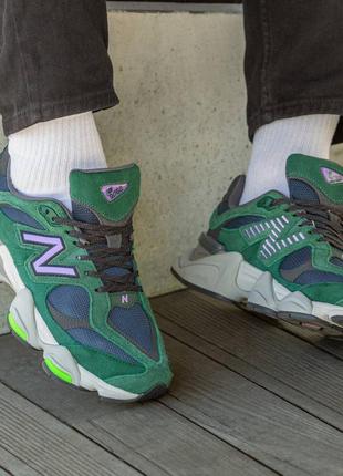 Кроссовки new balance 9060 девяносто шестьдесят кроссы нью беланс зеленые салатовые синие4 фото