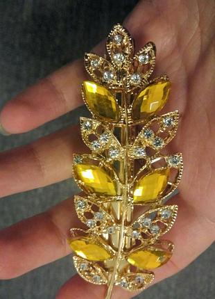 Заколка автомат для волосся жовтий колосок.