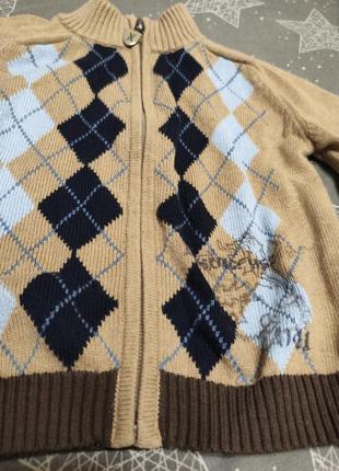Вязаный свитер, кофта на молнии на мальчика р. 80 см1 фото