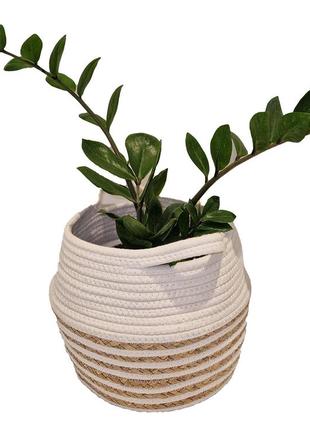 Кашпо плетене для кімнатних рослин, кошик декоративний 21x22 см1 фото