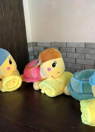 Мягкая игрушка 3в1 плед подушка черепаха