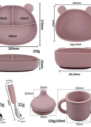 Набір дитячого посуду ведмедик силіконовий посуд для дітей дитячий силіконовий посуд...