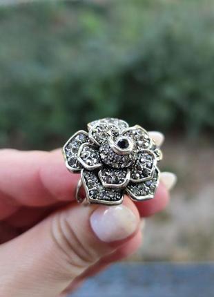 ♥️ кольцо с камнями роза цветок камни4 фото