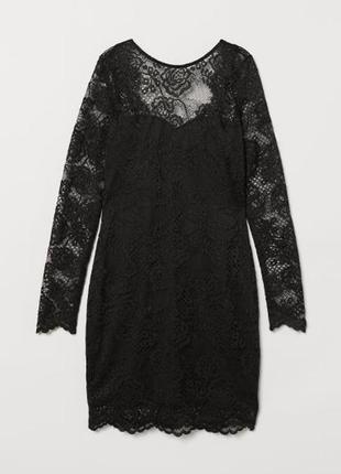 H&m lace dress xs маленькое кружевное черное платье1 фото