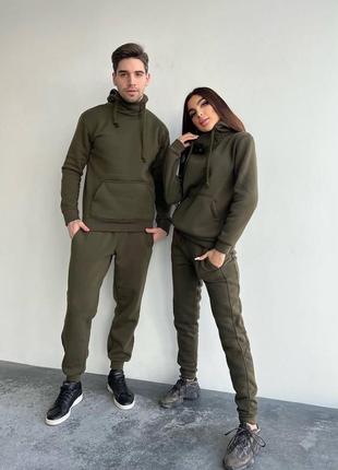 Парные спортивные костюмы худи + штаны парные костюмы женский и мужской трехнитка флис🔥