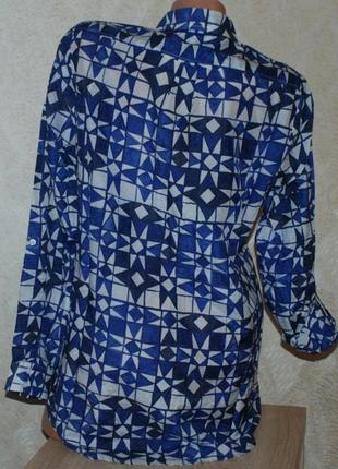 Блуза принтованая, удлиненная бренда next / 70% хлопок, 30% шовк / регулируемый рукав /3 фото