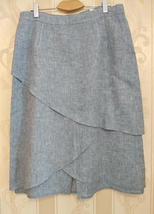 Новая льняная юбка , ярусная, лен, gelco.2 фото