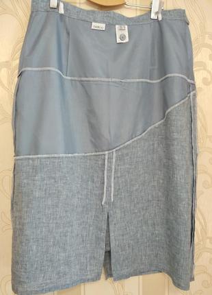 Новая льняная юбка , ярусная, лен, gelco.4 фото