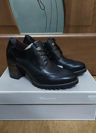 Женские кожаные ботинки tamaris derby, на шнуровке. оригинал. размер 36.