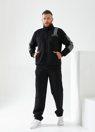 Мужской утепленный трикотажный костюм с орнаментом, капюшон - стойка (549)