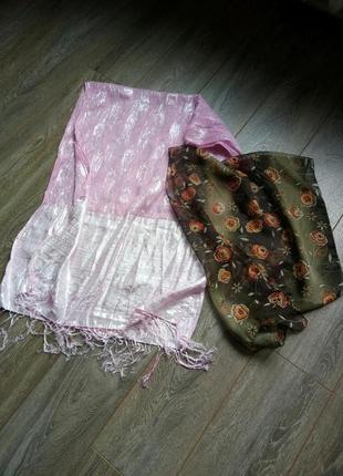 Набор шарфы платок палантин платок розовый зкленый хаки