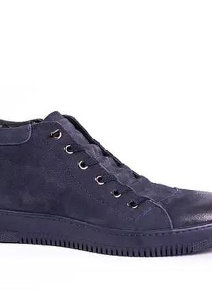 Синие ботинки от турецкого производителя на натуральном меху1 фото