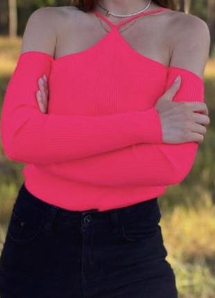 Красивая женская кофта с открытыми плечами, нарядный джемпер2 фото