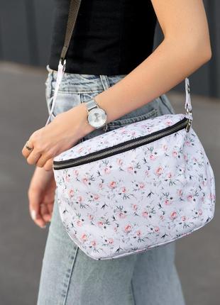 Женская сумка sambag milano белая с цветочным принтом2 фото