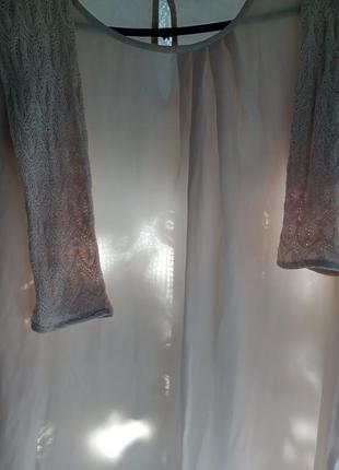 Zara basic. кофта с ажурными рукавами блуза блузка фирменная искусственный шелк9 фото