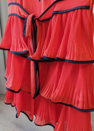 Коралловое платье с рюшами (m)3 фото