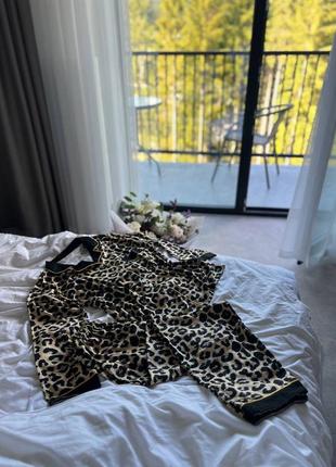 Леопардовая пижамка: брюки и рубашка, коттон