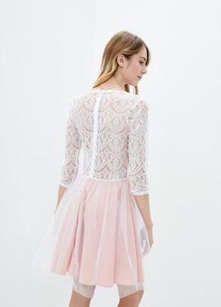 Вечернее платье с кружевом и пышной юбкой, розовое с фатином, одежда, 280075 фото