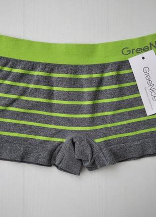 Трусики шортики жіночі greenice безшовні сіро-зелений xl\xxl 3277