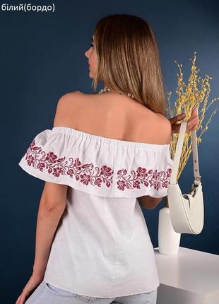 Льняная блуза-вышиванка короткий рукав s,l,xl3 фото