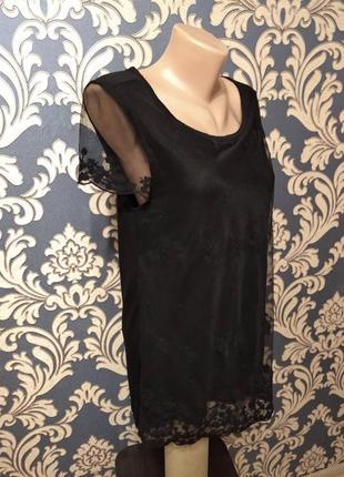 Ніжна чорна блузочка з гипюрным передом3 фото